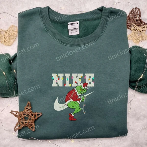Nike x The Grinch Christmas Movie Embroidered Sweatshirt, Christmas Embroidered Shirt, Best Christmas Gift Ideas