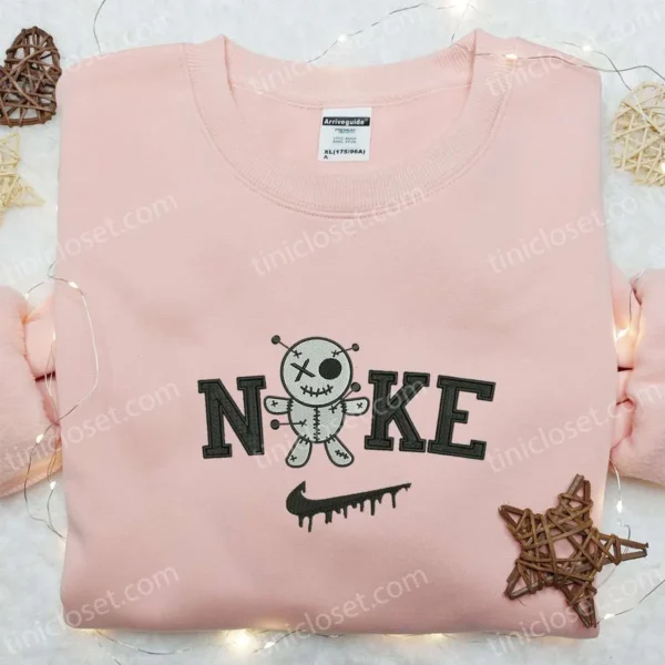 Nike x Thinking of You Voodoo Doll Embroidered Shirt, Nike Inspired Embroidered Shirt, Best Halloween Gifts for Family