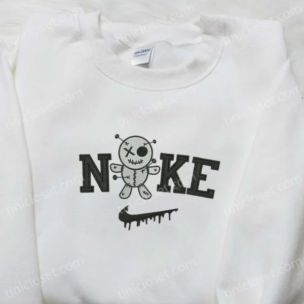 Nike x Thinking of You Voodoo Doll Embroidered Shirt, Nike Inspired Embroidered Shirt, Best Halloween Gifts for Family