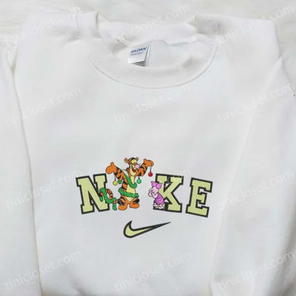 Nike x Tigger Piglet Winnie The Pooh Embroidered Sweatshirt, Cartoon Characters Embroidered Shirt, Nike Inspired Embroidered Hoodie