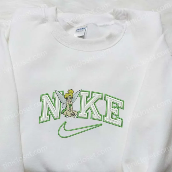 Nike x Tinkerbell Cartoon Embroidered Hoodie, Disney Characters Embroidered Hoodie, Best Gift for Family