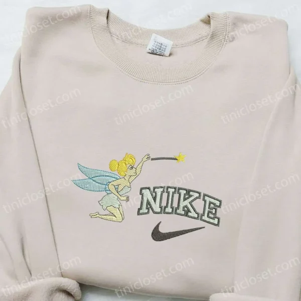 Nike x Tinkerbell Cartoon Embroidered Sweatshirt, Disney Characters Embroidered Hoodie, Best Birthday Gift Ideas