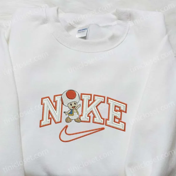 Nike x Toad Cartoon Embroidered Hoodie, Nike Inspired Embroidered Hoodie, Best Gift for Family