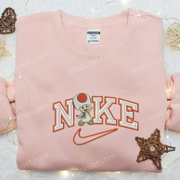 Nike x Toad Cartoon Embroidered Hoodie, Nike Inspired Embroidered Hoodie, Best Gift for Family