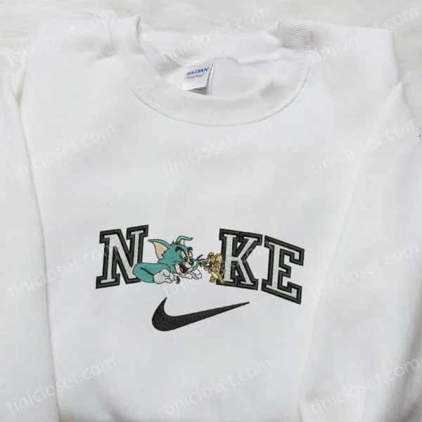 Nike x Tom and Jerry Cartoon Embroidered Hoodie, Nike Inspired Embroidered Hoodie, Best Gift for Family