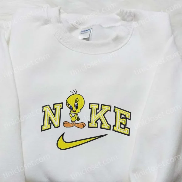 Nike x Tweety Cartoon Embroidered Sweatshirt, Disney Characters Embroidered T-shirt, Best Gift Ideas for Family