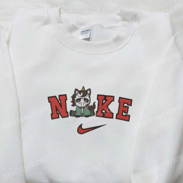 Nike x Unicorn Jason Voorhees Embroidered Hoodie, Funny Halloween Embroidered Sweatshirt, Best Halloween Gifts for Family