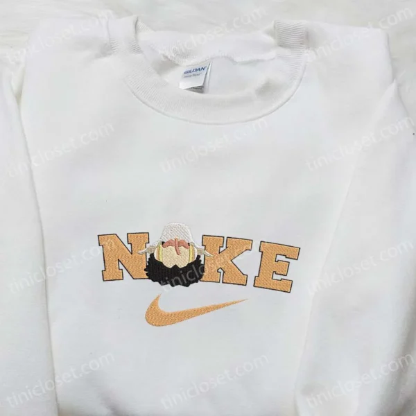 Nike x Usopp Anime Embroidered Shirt, One Piece Embroidered T-shirt, Best Gift Ideas for Family