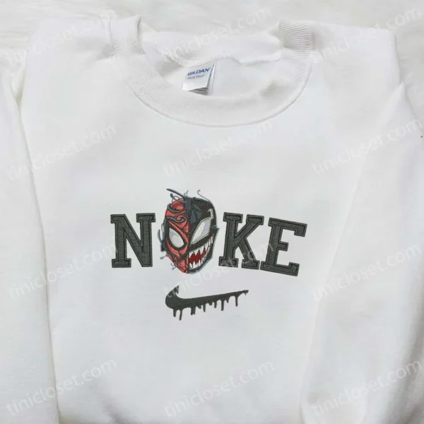 Nike x Venom Embroidered Shirt, Spooky Halloween Embroidered Sweatshirt, Nike Inspired Embroidered Hoodie