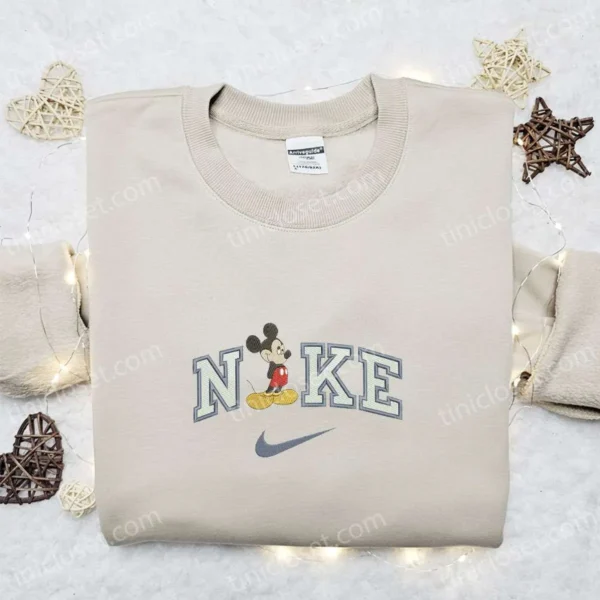 Nike x Vintage Mickey Mouse Embroidered Sweatshirt, Walt Disney Embroidered Shirt, Best Gift Ideas