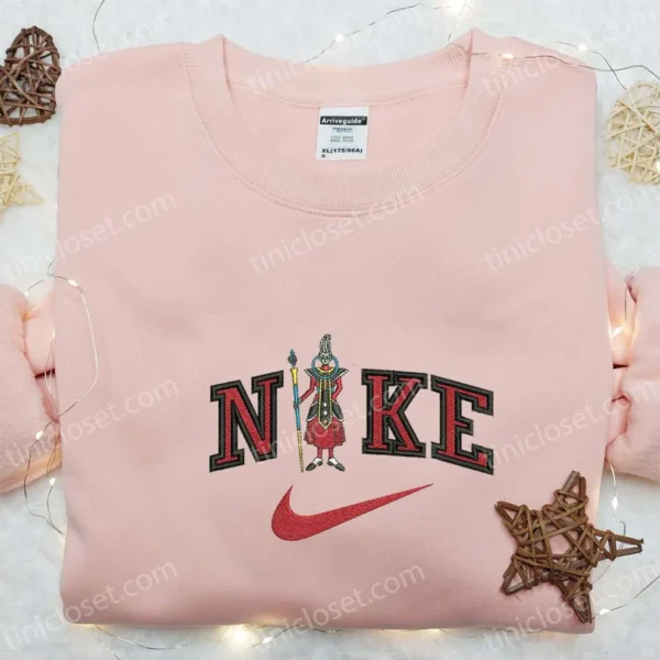 Nike x Whis Anime Embroidered Shirt, Dragon Ball Embroidered Hoodie, Custom Nike Embroidered T-shirt