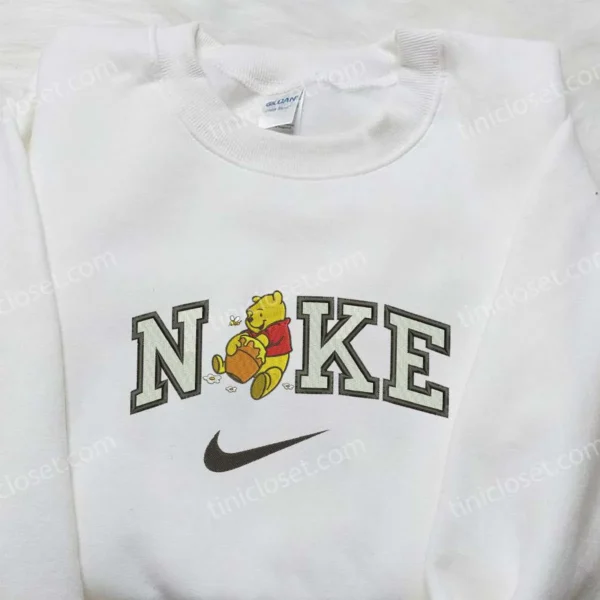 Nike x Winnie The Pooh Embroidered Sweatshirt, Winnie The Pooh Disney Embroidered Sweatshirt, Nike Inspired Embroidered Shirt