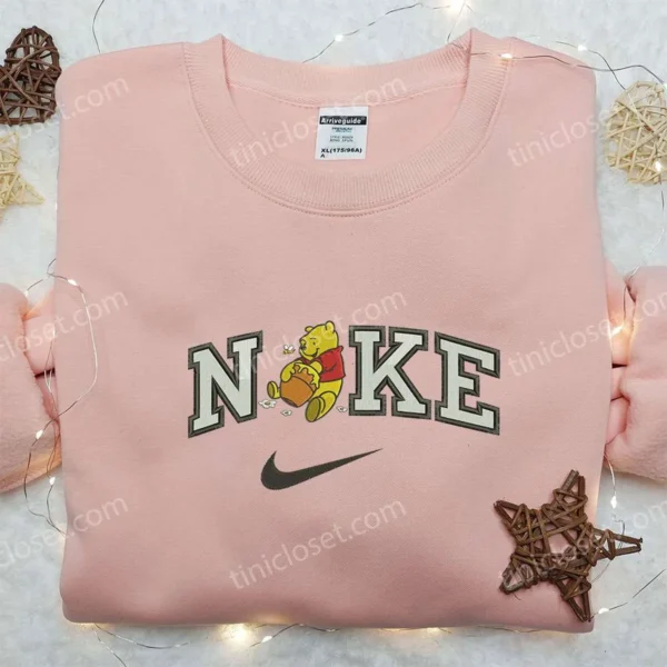 Nike x Winnie The Pooh Embroidered Sweatshirt, Winnie The Pooh Disney Embroidered Sweatshirt, Nike Inspired Embroidered Shirt