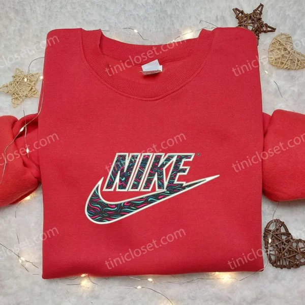 Ocean Motifs x Nike Embroidered Sweatshirt, Nike Inspired Embroidered Shirt, Best Gift for Family