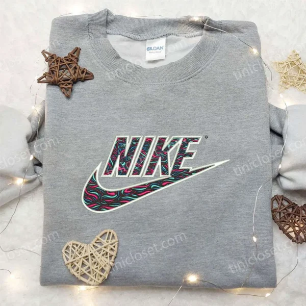 Ocean Motifs x Nike Embroidered Sweatshirt, Nike Inspired Embroidered Shirt, Best Gift for Family