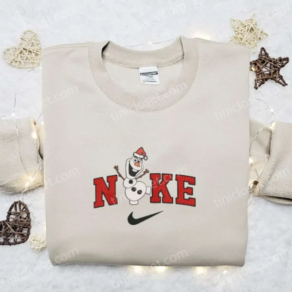 Olaf Disney x Nike Christmas Embroidered Sweatshirt, Disney Characters Movie Merry Christmas Embroidered Shirt, Best Christmas Day Gift Ideas