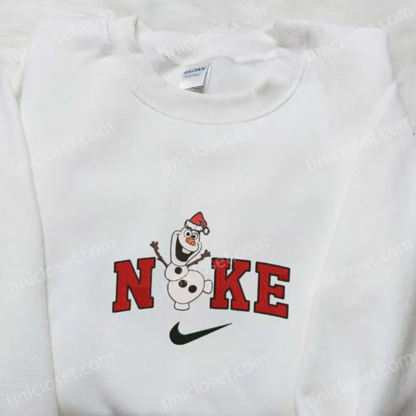 Olaf Disney x Nike Christmas Embroidered Sweatshirt, Disney Characters Movie Merry Christmas Embroidered Shirt, Best Christmas Day Gift Ideas