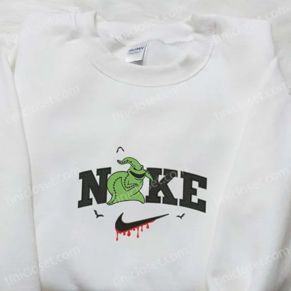 Oogie Boogie Halloween x Nike Embroidered Sweatshirt, Horror Movie Halloween Embroidered Shirt, Best Halloween Gift Ideas