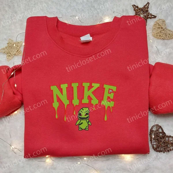 Oogie Boogie x Nike Embroidered Shirt, The Nightmare Before Christmas Cartoon Embroidered Hoodie, Halloween Embroidered Sweatshirt