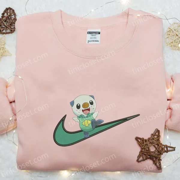 Oshawott Anime x Swoosh Embroidered Hoodie, Nike Inspired Embroidered Hoodie, Best Gift Ideas for Family
