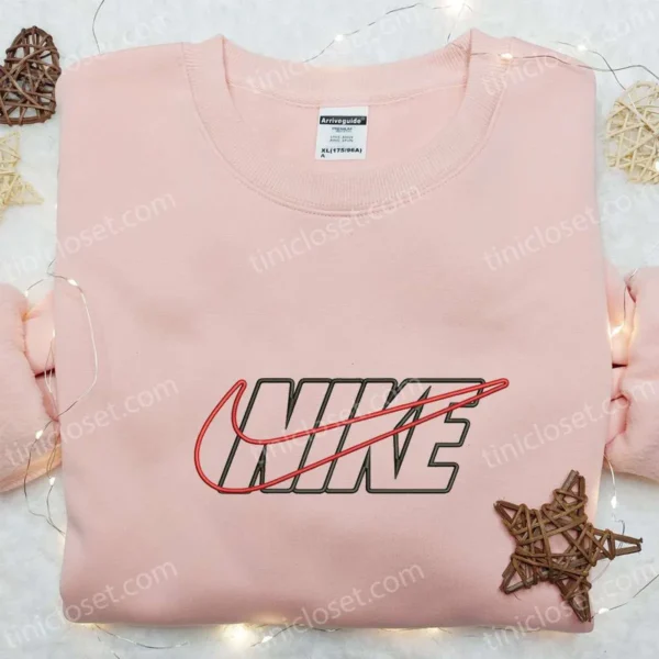 Outline Nike Embroidered Shirt, Nike Inspired Embroidered Hoodie, Custom Nike Embroidered T-shirt