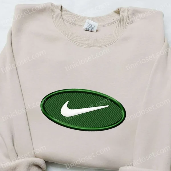 Oval Emblem x Nike Embroidered Shirt, Nike Inspired Embroidered Shirt, Best Gift for Family