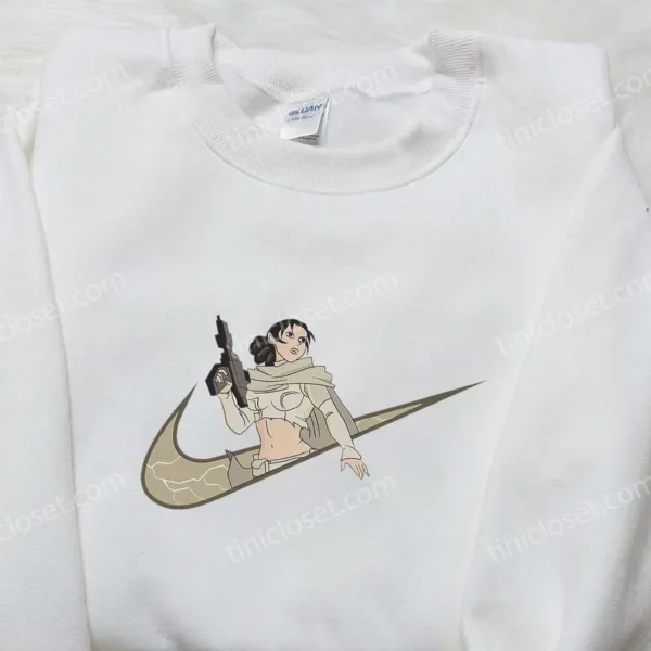Padme Amidala x Nike Swoosh Embroidered Hoodie, Star Wars Embroidered Shirt, Nike Inspired Embroidered Shirt
