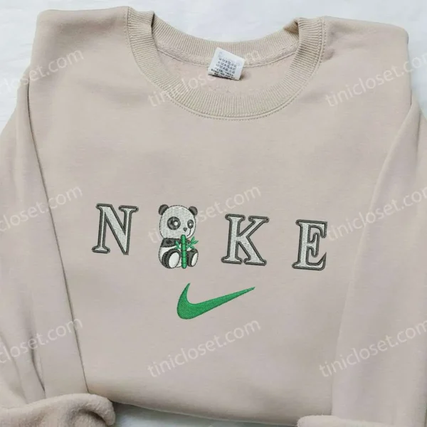 Panda x Nike Embroidered Hoodie, Nike Inspired Embroidered Shirt, Best Gift for Family