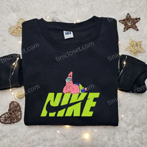 Patrick Star x Nike Cartoon Embroidered Sweatshirt, Walt Disney Characters Embroidered Shirt, Best Birthday Gift Ideas for Family
