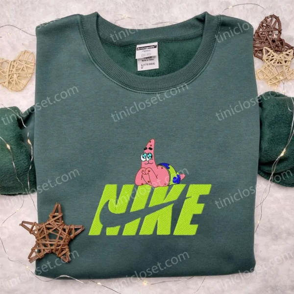 Patrick Star x Nike Cartoon Embroidered Sweatshirt, Walt Disney Characters Embroidered Shirt, Best Birthday Gift Ideas for Family