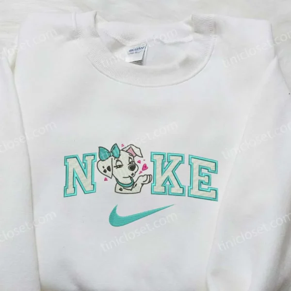 Perdita Dog x Nike Embroidered Shirt, The 101 Dalmatians Embroidered Shirt, Custom Nike Embroidered Shirt