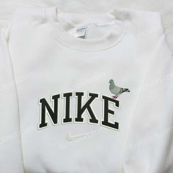 Pigeon x Nike Embroidered Sweatshirt, Animal Embroidered Shirt, Nike Inspired Embroidered Shirt