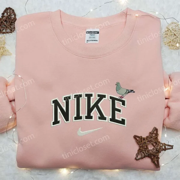 Pigeon x Nike Embroidered Sweatshirt, Animal Embroidered Shirt, Nike Inspired Embroidered Shirt
