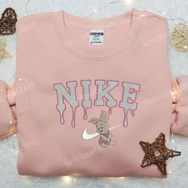 Piglet x Nike Embroidered Sweatshirt, Winnie the Pooh Disney Embroidered Sweatshirt, Nike Inspired Embroidered Shirt