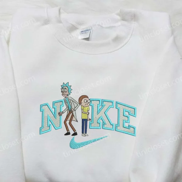 Rick and Morty x Nike Embroidered Sweatshirt, Rick and Morty Cartoon Embroidered Shirt, Nike Inspired Embroidered Shirt