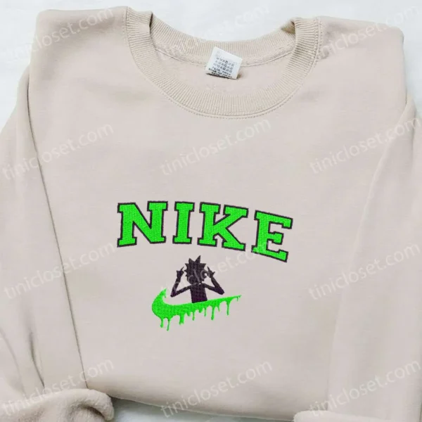 Rick Sanchez x Nike Cartoon Embroidered Sweatshirt, Rick and Morty Embroidered Shirt, Best Gift Ideas for Family