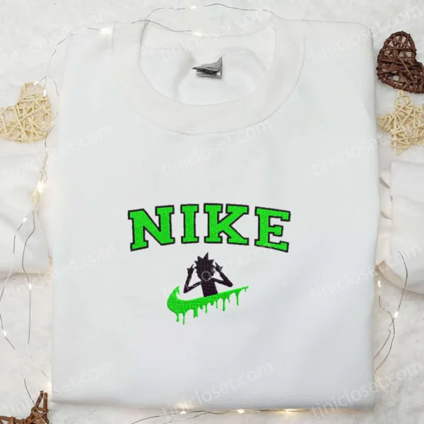 Rick Sanchez x Nike Cartoon Embroidered Sweatshirt, Rick and Morty Embroidered Shirt, Best Gift Ideas for Family