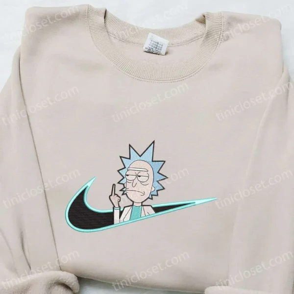 Rick Sanchez x Swoosh Cartoon Embroidered Hoodie, Cartoon Clothing, Best Gift Ideas for Family