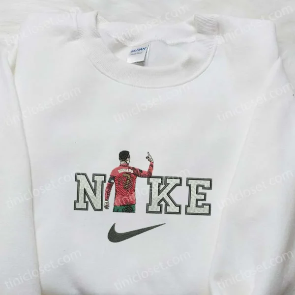Ronaldo x Nike Swoosh Embroidered Shirt, Celebrity Embroidered Hoodie, Sports Embroidered Sweatshirt