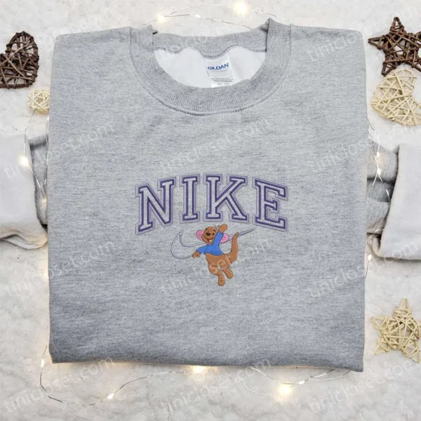 Roo x Nike Cartoon Embroidered Shirt, Disney Characters Embroidered Sweatshirt, Nike Inspired Embroidered Hoodie