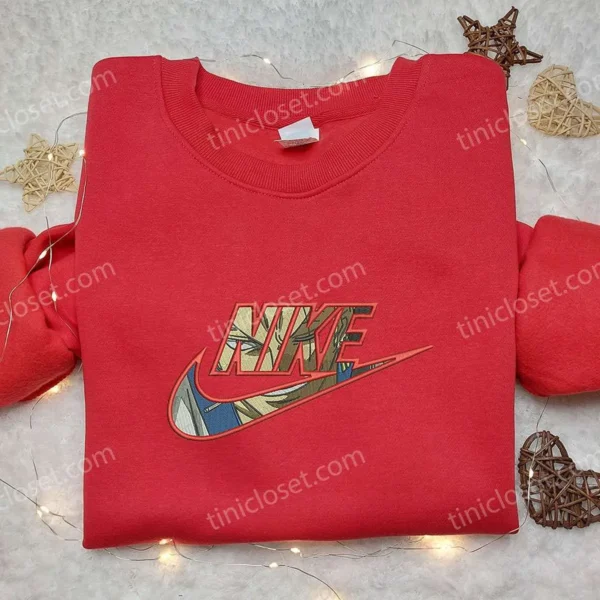 Roronoa Zoro x Nike Embroidered Hoodie, One Piece Embroidered Shirt, Nike Inspired Embroidered Shirt