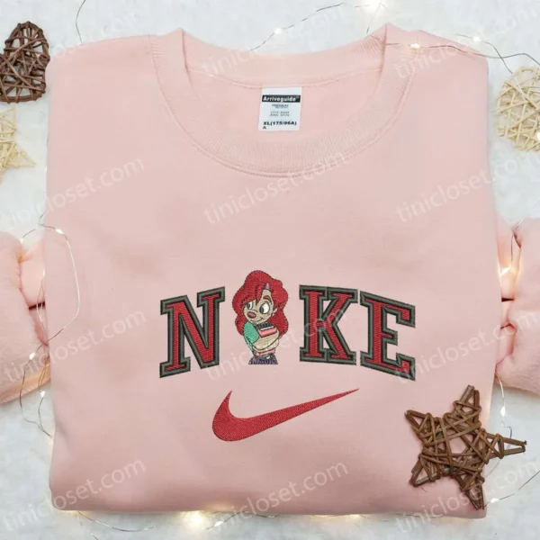 Roxanne x Nike Cartoon Embroidered Shirt, Disney Characters Embroidered Sweatshirt, Nike Inspired Embroidered Hoodie