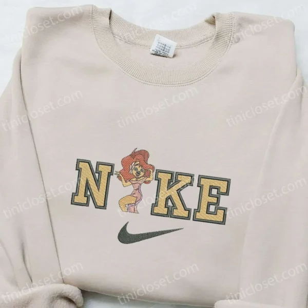 Roxanne x Nike Cartoon Embroidered Sweatshirt, Disney Characters Embroidered Sweatshirt, Nike Inspired Embroidered Hoodie
