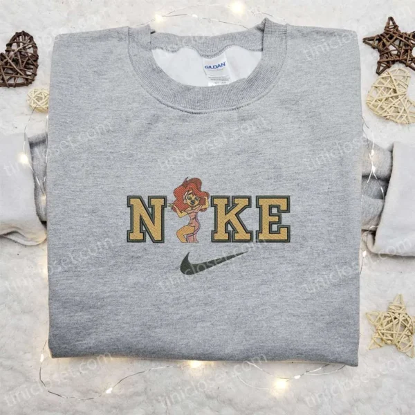 Roxanne x Nike Cartoon Embroidered Sweatshirt, Disney Characters Embroidered Sweatshirt, Nike Inspired Embroidered Hoodie