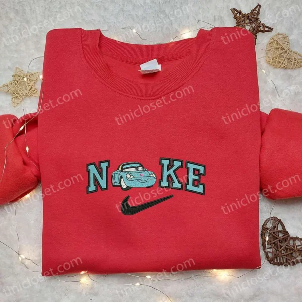 Sally Carrera x Nike Swoosh Embroidered Shirt, Disney Cars Embroidered Hoodie, Nike Inspired Embroidered Sweatshirt
