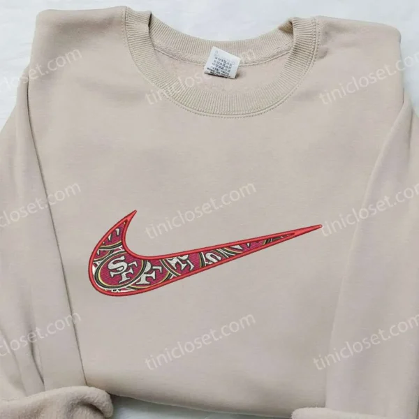 San Francisco 49ers x Nike Embroidered Sweatshirt, NFL Sport Team Embroidered Shirt, Nike Inspired Embroidered Shirt