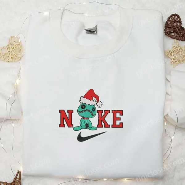 Scrump Christmas Hat x Nike Embroidered Sweatshirt, Cartoon Christmas Embroidered Shirt, Best Christmas Gift Ideas