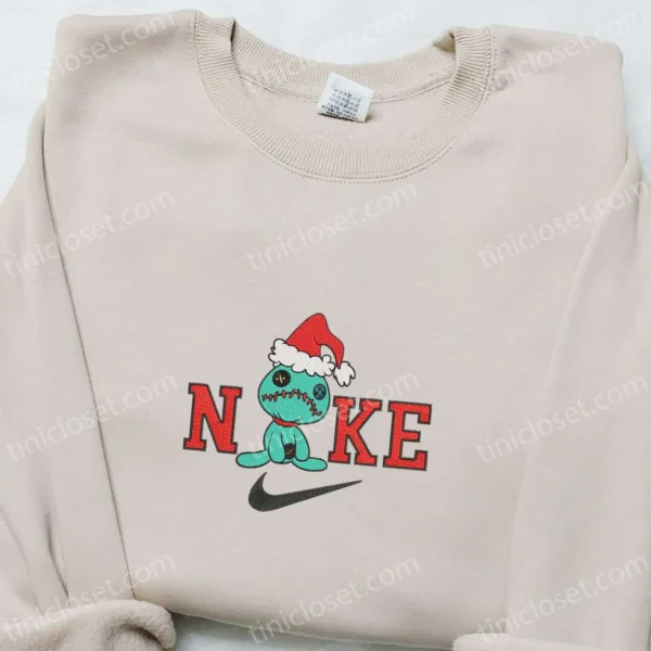 Scrump Christmas Hat x Nike Embroidered Sweatshirt, Cartoon Christmas Embroidered Shirt, Best Christmas Gift Ideas