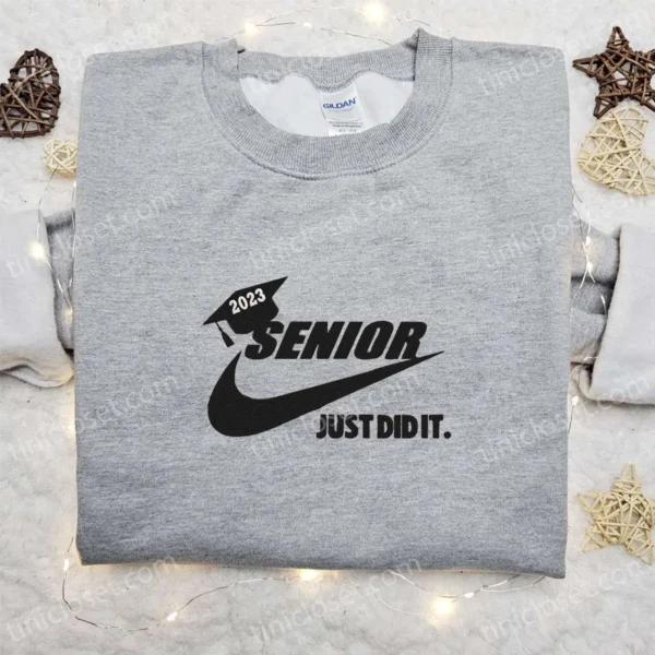 Senior 2023 x Nike Embroidered Hoodie, Back to School Embroidered Shirt, Best Gift Ideas for Family