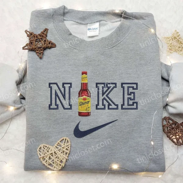 Shiner Beer x Nike Embroidered Sweatshirt, Favorite Drink Embroidered Shirt, Nike Inspired Embroidered Shirt